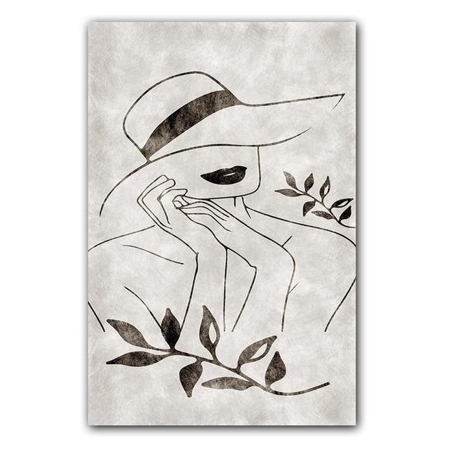 Peinture à l'huile sur toile abstraite, paysage, déesse, noir et blanc, cadeau, affiche, salon, décoration de la maison, peinture murale, sans cadre