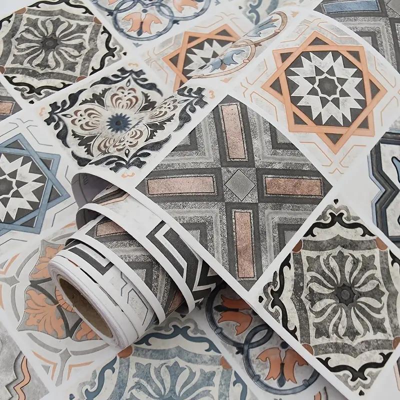 Bathroom Toilet Floor Stickers Waterproof and Anti Slip Stickers Self-adhesive Bathroom Toilet Kitchen Floor Tiles Renovation