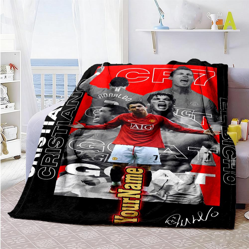 Cristiano Ronaldo 24 Customize Text Blanket Gift Customizable Blanket Warmthful Decor Perfect for Bed Office Home Decor Bedding