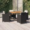 Vidaxl 5-Cz. Juego de Muebles de Jardín con Cojines, Polirratán, Negro