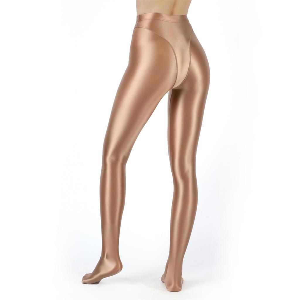 Damen Metallic Glänzende Leggings Fake 2-Teiler Hohe Taille Dehnbar Strumpfhose für Yoga Fitness Sporthose