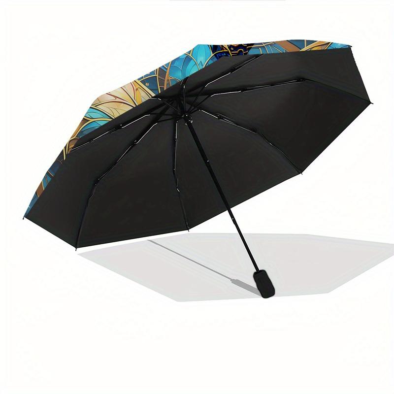Butterfly Mandala Theme 8 Bone Hand Automatic Folding Fashion Umbrella, Compact and Portable Design, A Perfect Gift for Birthday, Christmas