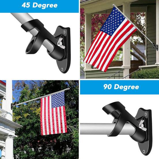 Flag Pole Holder Wall Mount Flagpole Bracket 2 Positions Aluminum Alloy Flagpole Mount for 1" Diameter Flag Pole Outdoor Porch Decor