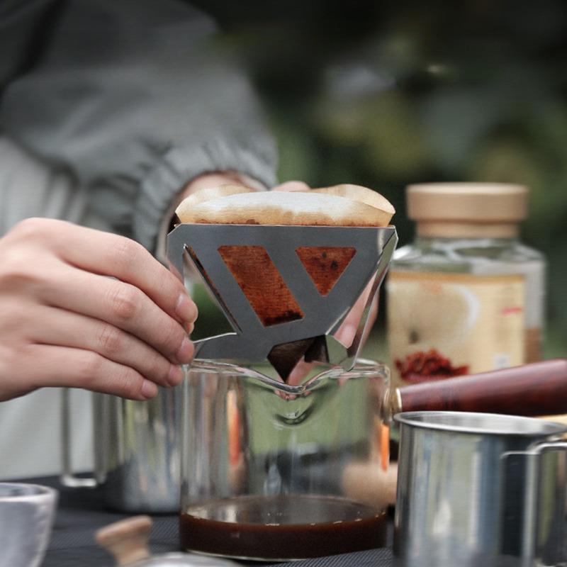 1pc Coffee Drip Rack Outdoor Camping Portable Stainless Steel Folding Funnel Filter Cup Coffee Stove Coffee Grounds Filter