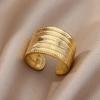 316L Stainless Steel Rings for Women Gold Color Multilayer Geometric Open Ring Vintage Waterproof Wedding Aesthetic Jewelry Gift