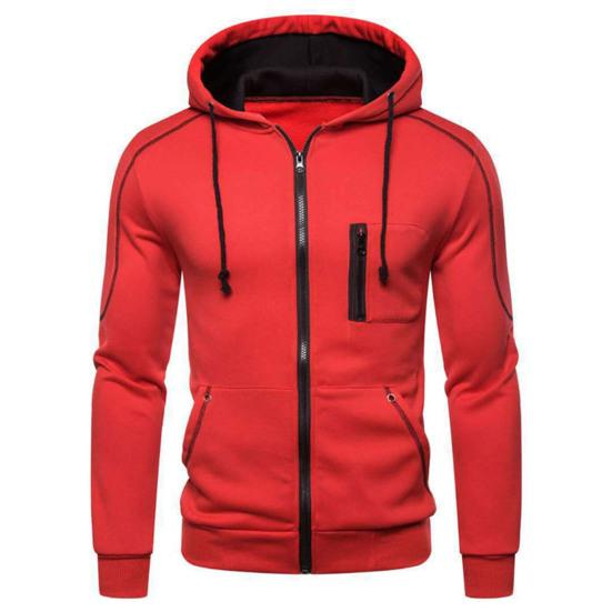 2Pcs/Set Men Autumn Winter Casual Sportwear Hooded Drawstring Long Sleeve Zipper Placket Sweatshirt Coat Elastic Waist Jogger Pants Outfit Streetwear