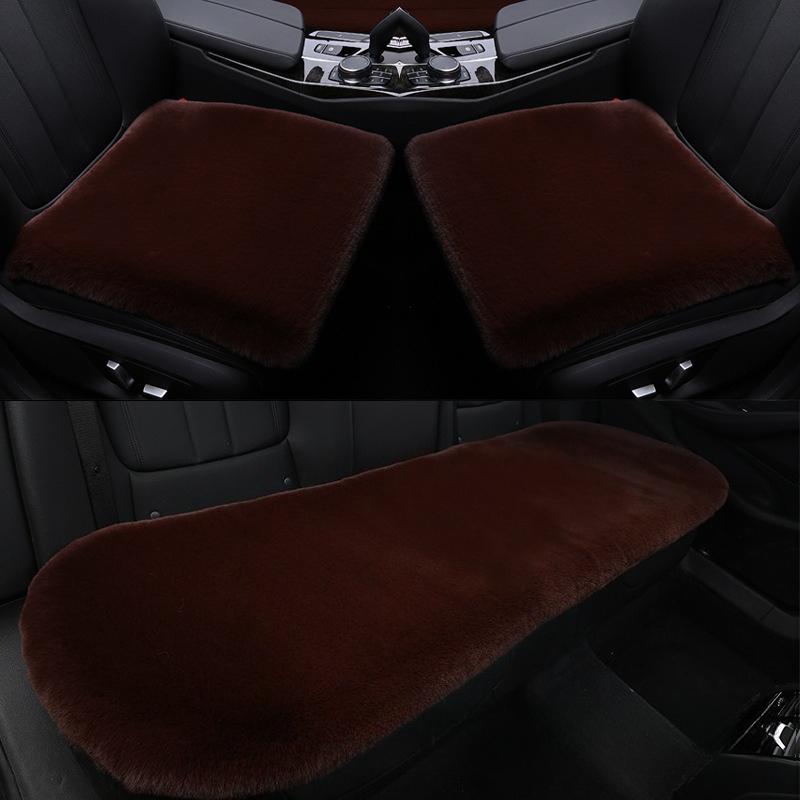 Conjunto de Três Peças de Almofada de Assento de Carro de Pelúcia de Inverno Sem Encosto, Pelúcia Curta Quente Assento Único Antiderrapante Almofada de Pelúcia para Coelhos Rex
