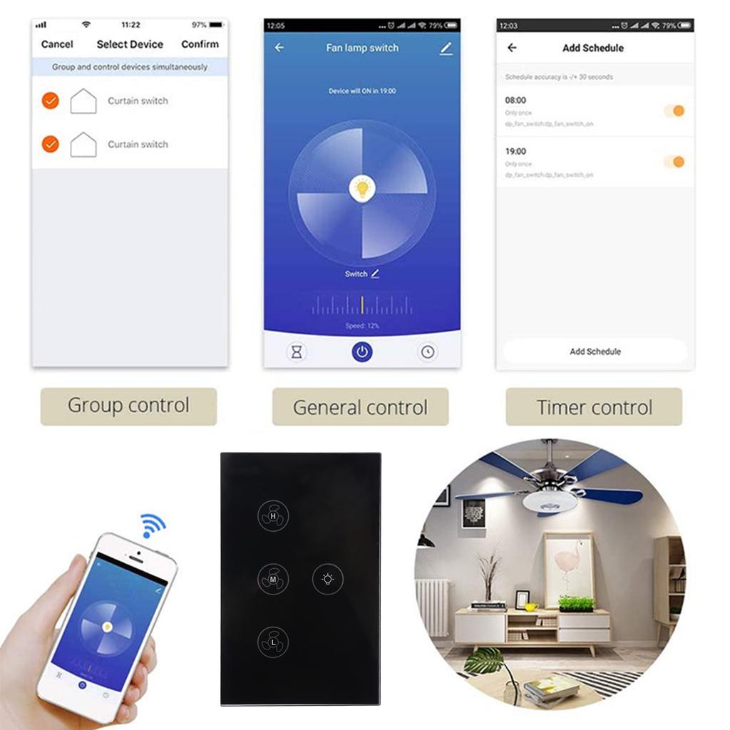 Smart WiFi Fan Lamp Touch Voice Control Compatible for Home