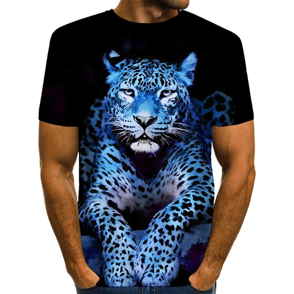 Vyriški marškinėliai su gyvūnais 3D spausdintais leopardo raštais Vyriški vasaros gyvūnų grafiniai žvėrys grafiniai moteriški / vyriški Naujovės hiphopo gatvės drabužiai