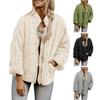 Women Winter Jacket Stand Collar Warm Soft Zipper Closure Cardigan Long Sleeve Thick Cold-proof Loose Pockets Casual Fall Coat