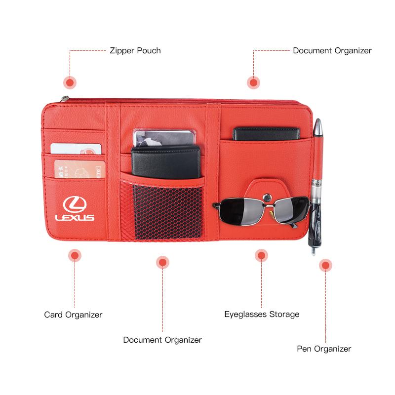 Car Sun Visor Storage Card Bag Glasses Clip Phone Holder For Lexus F SPORT ES RX NX LS UX LM LX GX LC RZ IS CT GS RC HS SC LBX