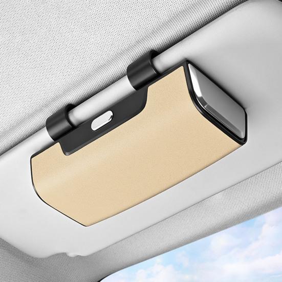 Car Storage Box for Sun Visor Shockproof Protective Eyeglasses Case with Soft Velvet Lining Magnetic Lock Large Capacity Organizer for Cards Keys