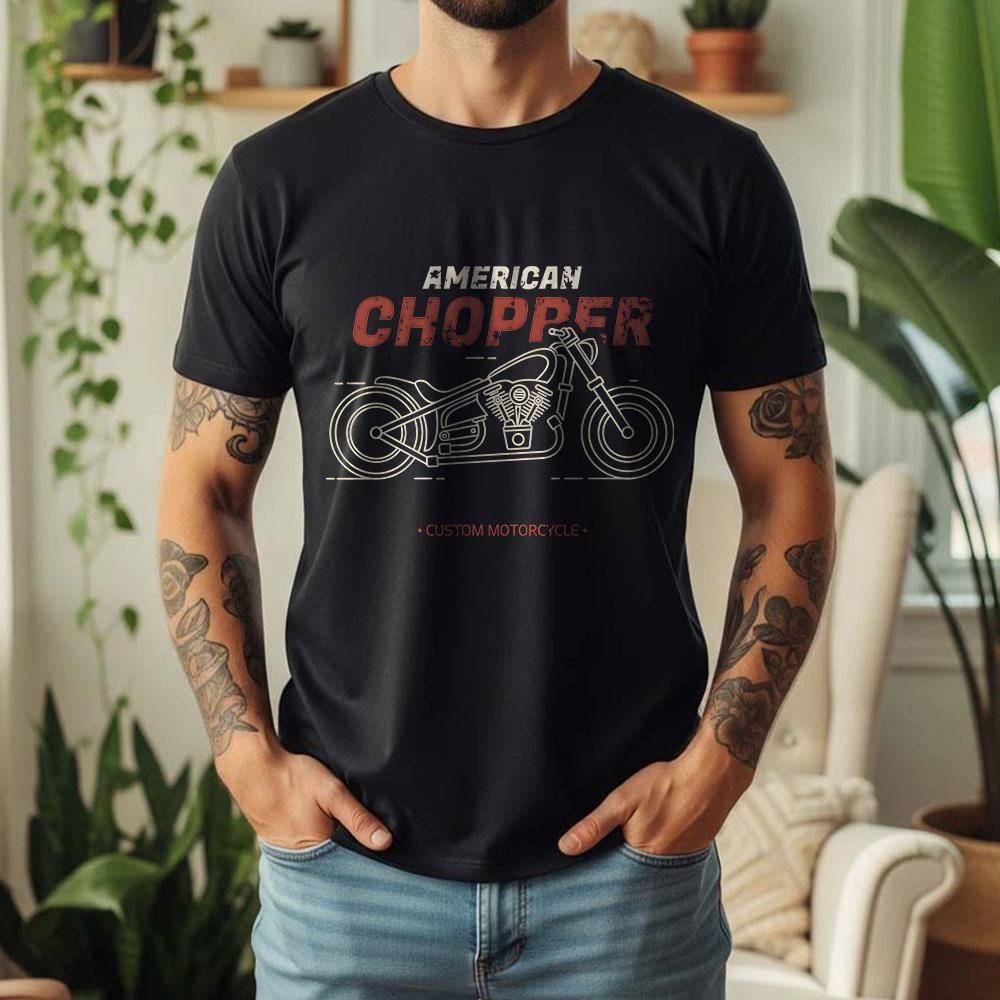 100% Pure Cotton American Chopper Biker T-Shirt Motorcycle Retro Distressed Casual Tee