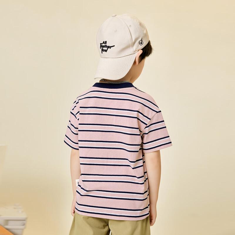 DODOGA Boys' Minimalist Pure Cotton Striped Short-Sleeve T-Shirt