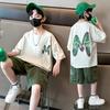 Korean Style Teenage Boys Girls Sport Wear Clothing Suit Short Sleeved Cotton Solid Color T-shirt+Shorts Children Tracksuit