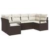 6 Piece Brown Poly Rattan Sofa Set with Cushions