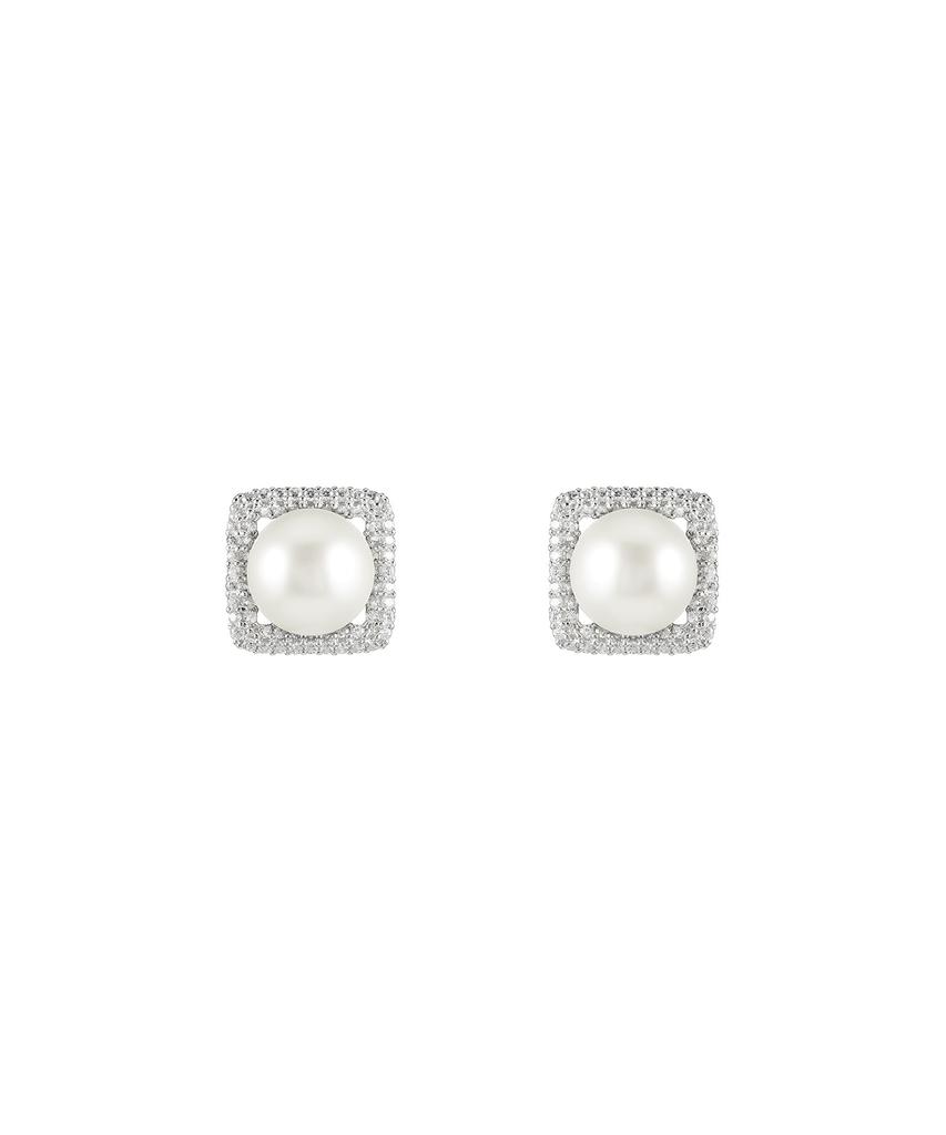 Jyddm 925 Modern Square Pearl Earrings
