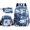 Football Star Teenager Student Schoolbag Ronaldo Pattern Three-Piece Backpack