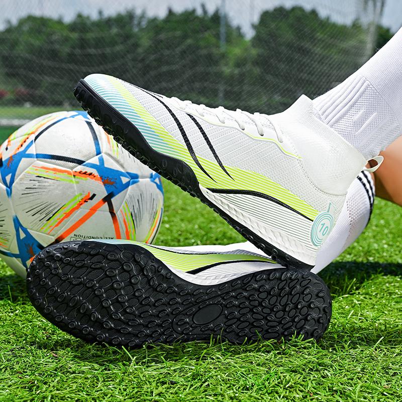 Herren High Top Elastischer Sockenmund Fußballschuhe Gummi Weiche Sohle Kurze Stollen Jugend Jungen Fußballschuhe