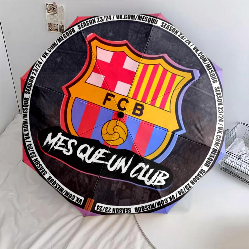 FC Barcelona Pattern, Automatic Folding Umbrella, Portable and Foldable Design, 8 Ribs, a Christmas or Birthday Gift.