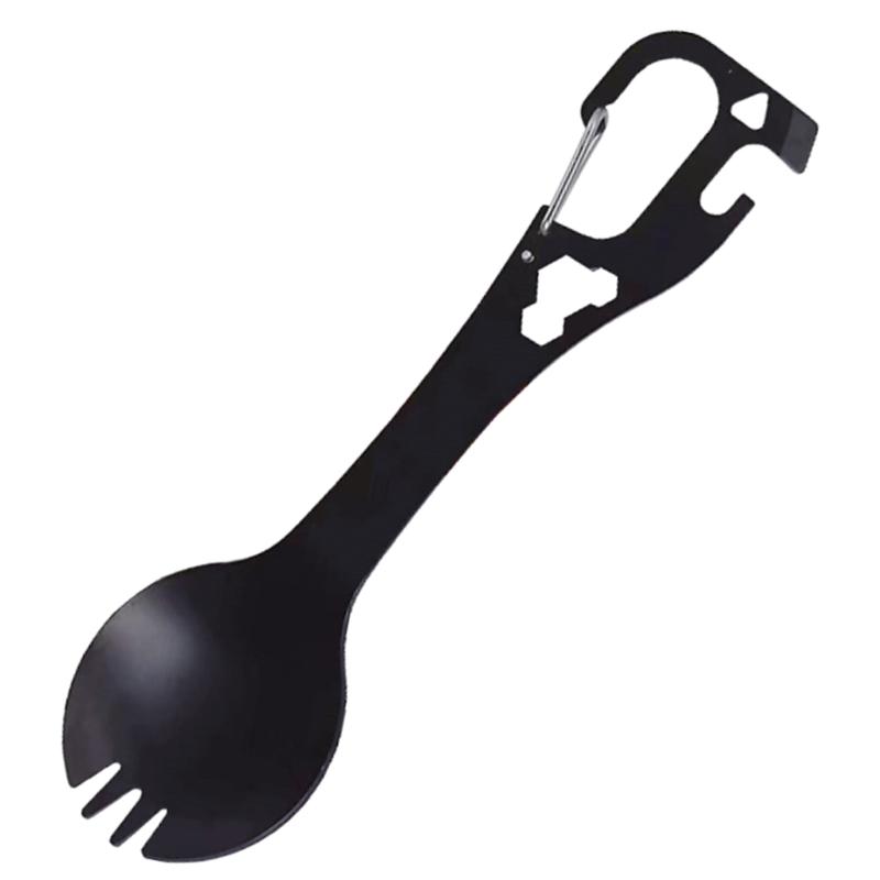 5 in 1 Multifunctional Camping Eating Utensils Stainless Steel Spork Camping Utensil with Spoon Fork Bottle Can Opener