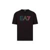 Emporio Armani EA7 T-Shirt mit Buchstabenlogo-Aufdruck, Rundhalsausschnitt, Kurzarm, Unisex-Oberteile, Schwarz 3RUT02-PJ02Z-1200