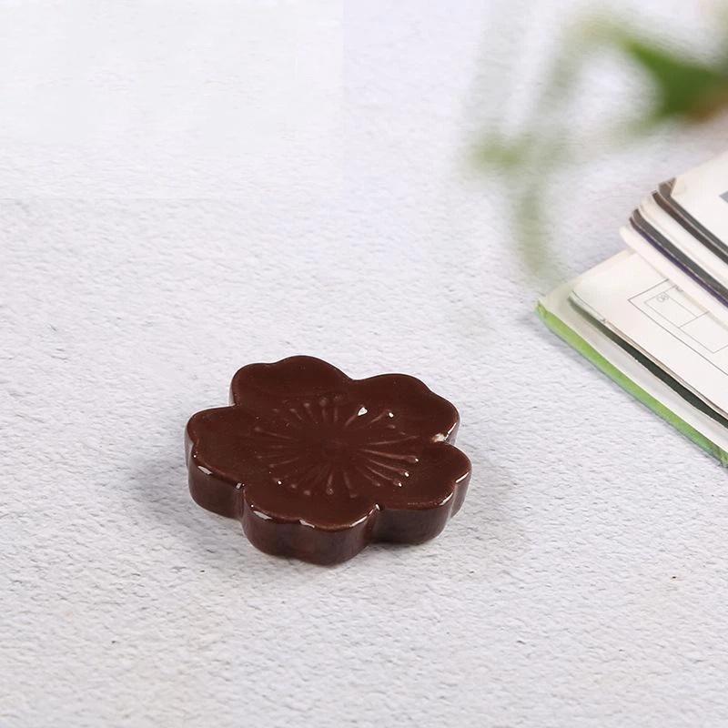 1Pcs Cherry Blossom Ceramic Chopstick Rest Colorful Flower Shape Tableware Holder For Kitchen Restaurant Dining Table Decoration
