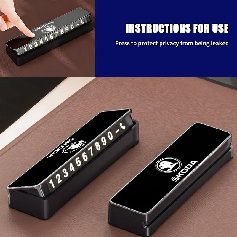 OENU7 Car Temporary Parking Phone Number Card Accessories For Skoda Rapid Octavia Derivative Enyaq-iV VisionS Yeti Scala
