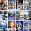 5D Diamant Malerei Landschaft Winter Diy Diamant Stickerei Schnee Voll Runde Strass Mosaik Kreuz Stich Wohnkultur