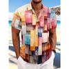 Chemise décontractée à manches courtes boutonnée pour homme avec imprimé géométrique