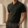 AIOPESON 2026 Men's Knitted Mesh Polo Shirt Solid Striped Breathable Turn Down Collar Sweater Polo