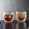 Glazen beker eivormig gestreept dubbelwandige glazen beker hoge borosilicaat koffiebeker transparante geïsoleerde dubbelwandige glazen beker