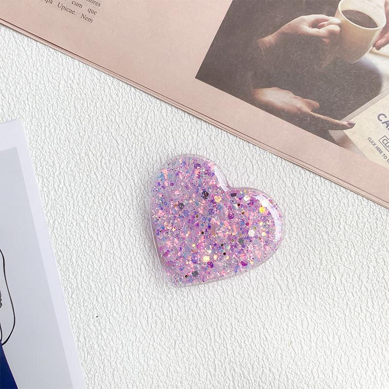 Epoxy Glitter Sequined Love Mobile Phone Airbag Bracket Retractable Wind Simple Niche Stable Carry