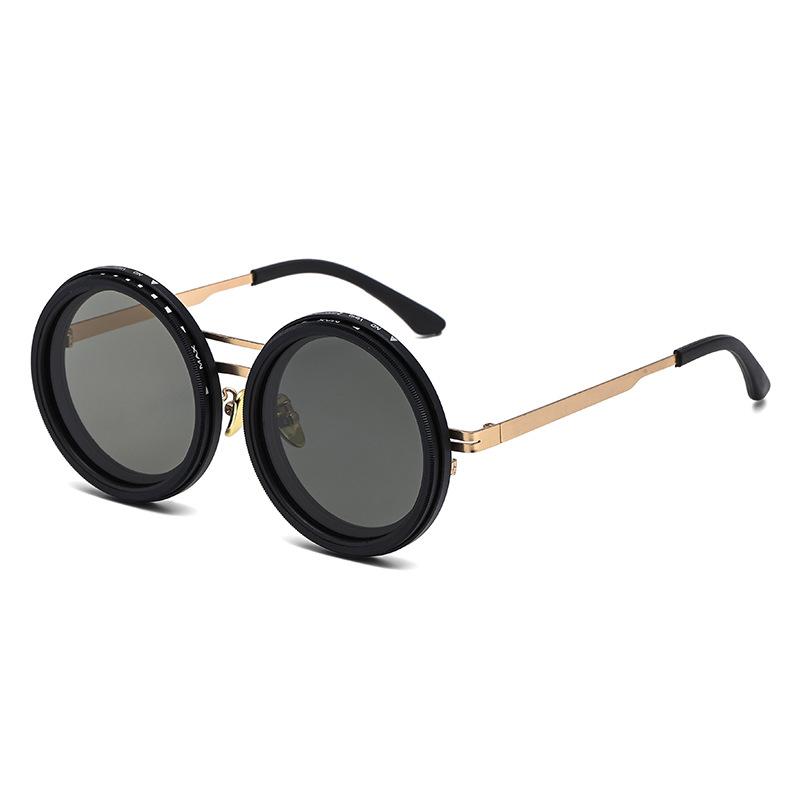 Vintage Round Steampunk Sunglasses For Men Women Outdoor Sport Shades -Level Adjustable Dimming Sun Glasses Uv400