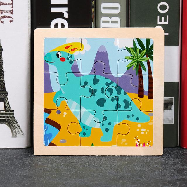11*11cm 3D Holzpuzzle Baby Spielzeug Cartoon Tier Verkehr Tangram Puzzlespiel Frühes Lernen Pädagogisches Spielzeug für Kinder