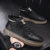 Tendência de Moda Sapatos Casuais de Couro Masculinos para Homens Cano Alto Preto Casual Tênis Masculino Plataforma Botas de Tornozelo Tênis Masculino 2025