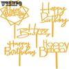 50Pcs Acrylic Cake Toppers Happy Birthday Card Decoration Bakery Happy Birthday Party Decorative Card Dessert Cupcake Cake Topper