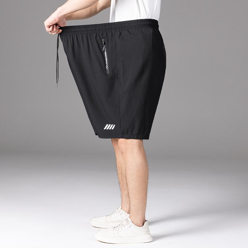 Men Big Tall Dark Grey Quick Dry Athletic Shorts Elastic Waist with Zipper Pockets Plus Size Sportswear