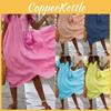 Elegant Women Fashion Maxi Dress Short Sleeve Solid Color Casual Boho Kaftan