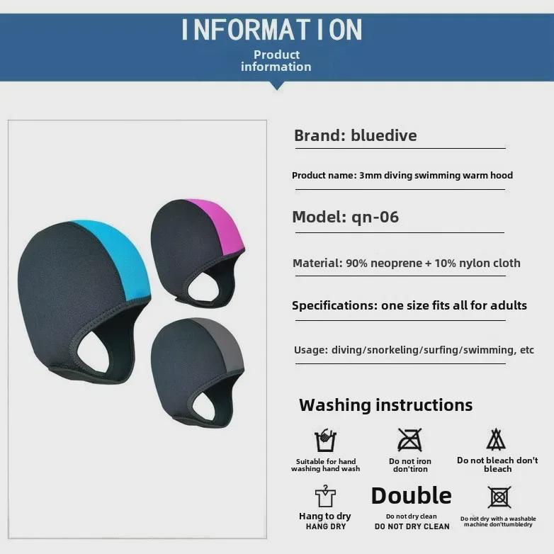 Unisex 3mm Diving Caps: Warm, Cold-Proof, Sunscreen, Quick-Drying Headgear for Surfing, Snorkeling, and Winter Swimming.