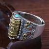 Lucky Spell Pure Silver Men's Ring Trendy Personality Retro Color Single Rotatable Hand Play Piece Send Gifts