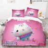 Gabbys Puppenhaus Bettwäscheset Kawaii Bettwäscheset Einzel-Doppelgröße Heimdeko für Mädchen Kinder Cartoon Niedliche Katze Bettbezugset