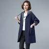 Spring Fall Women Jacket Hooded Long Sleeves Drawstring Plus Size Pockets Zipper Closure Windbreaker Mid Length Solid Color Big Pockets Windproof Warm