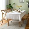 French Cotton Pure White Jacquard Geometric Dot Cut Wool Ball Rectangular Tablecloth Tea Table Tablecloth Cover Towel