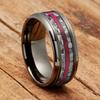Fashion 8mm Black Stainless Steel Rings for Men Women Purple Abalone Shell Inlay Rings High Polished Men Wedding Party Jewelry