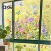 Colorful Floral Window Stickers Double-Sided Static Window Clings Floral Pattern Spring Window Decals for Home Bedroom Office Decor