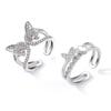Zilveren Luxe Glamour Glitter Ringen voor Meisjes Schattige Vlinder Open Paar Bijpassende Mode Elegante Dubbele Laag Holle Ringen