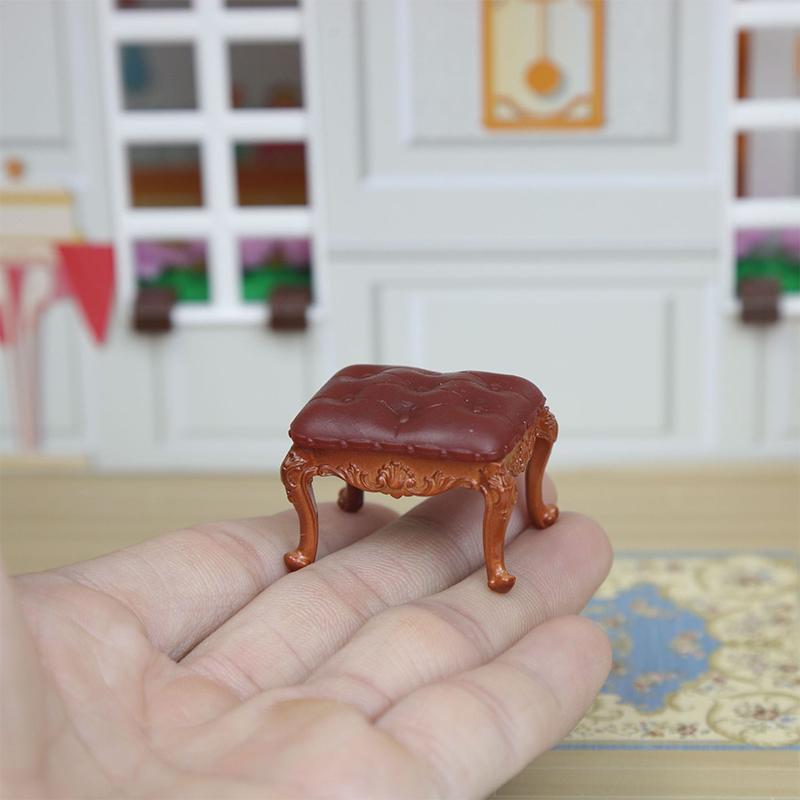 1:12 Dollhouse Miniature European Armchair Footstool Retro Study Chair Furniture Model Decor Toy Doll House Accessories