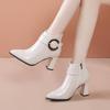 Ladies Shoes Side Zipper Women's Boots Fashion Belt Buckle Office and Career Sexy Pointed Toe Plus Size Ankle Boots