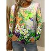 T-shirts pour femmes Graphique floral T-shirts oiseaux Mode Élégant Manches longues Col ras du cou Hauts réguliers